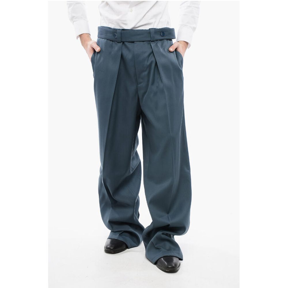 Jil Sander Straight Leg Virgin Wool Pants with Belt