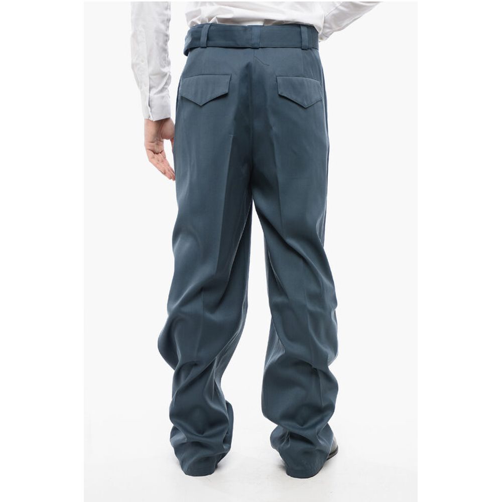 Jil Sander Straight Leg Virgin Wool Pants with Belt - Image 2