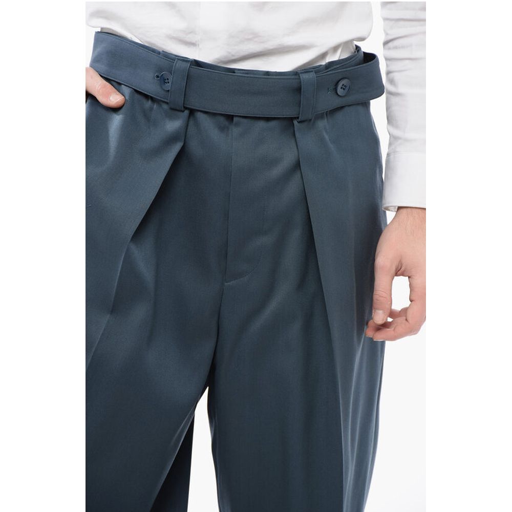 Jil Sander Straight Leg Virgin Wool Pants with Belt - Image 3
