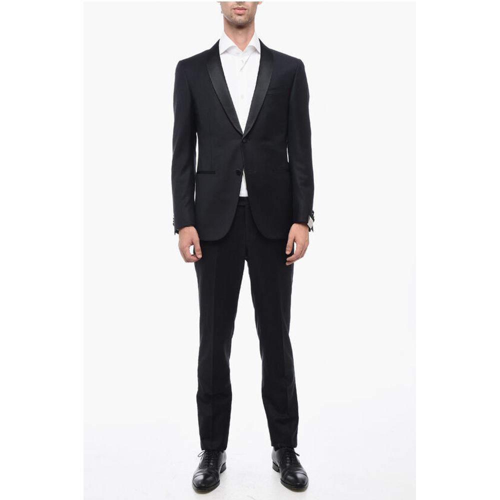 Corneliani Wool CERIMONIA ACADEMY Suit with Satin Shawl Lapel