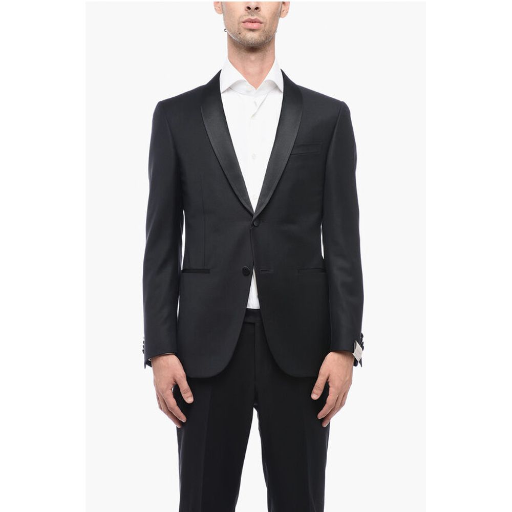 Corneliani Wool CERIMONIA ACADEMY Suit with Satin Shawl Lapel - Image 2