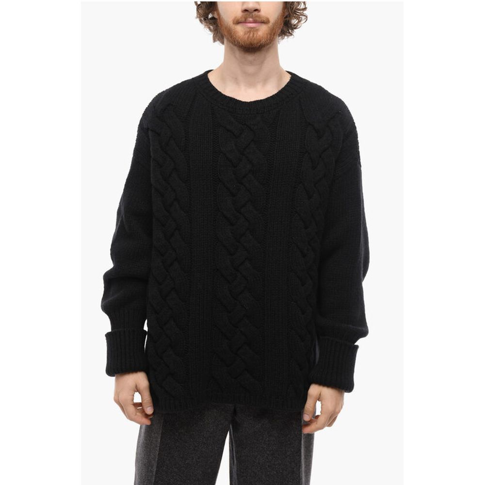Crew Neck Mohair Blend Aran Pullover