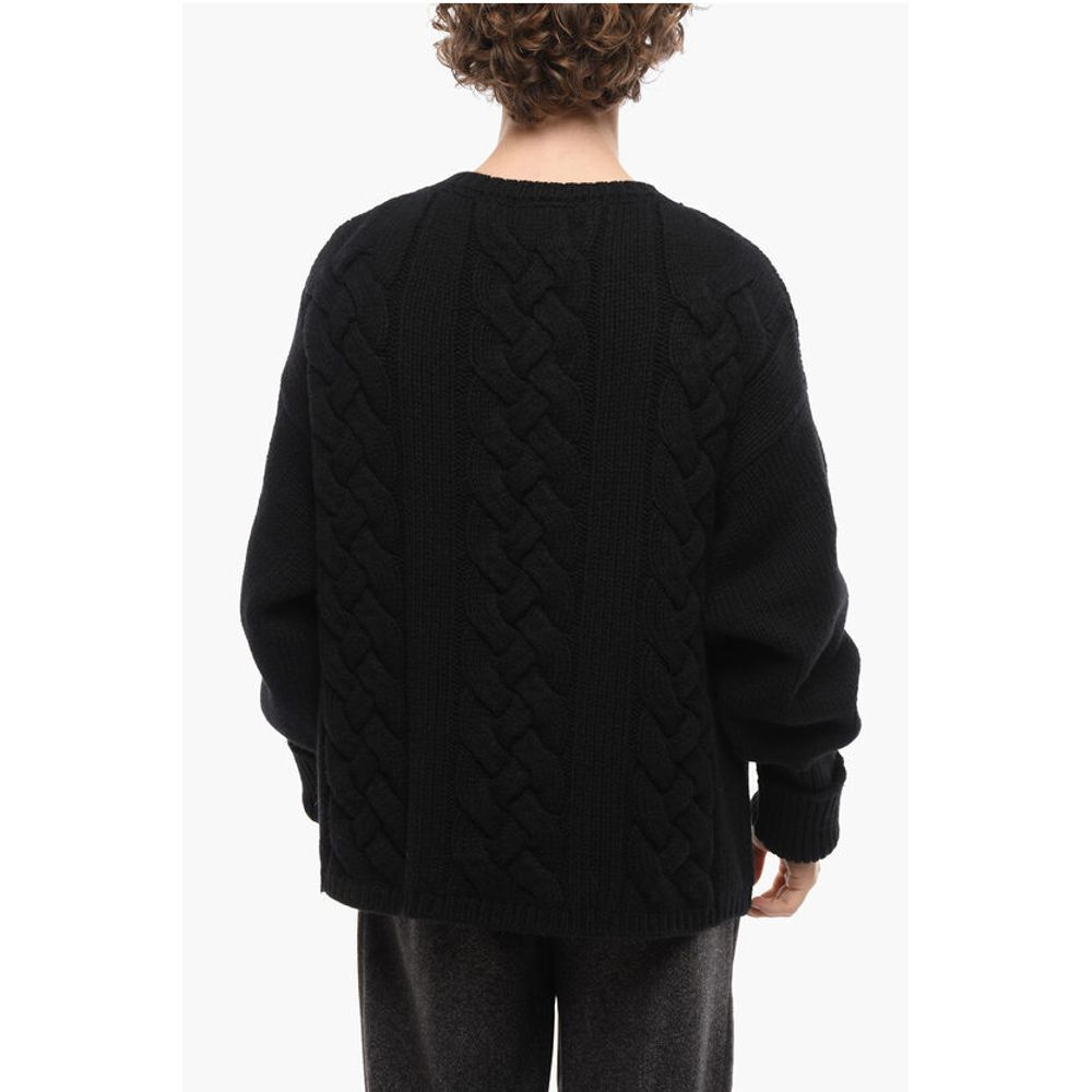 Crew Neck Mohair Blend Aran Pullover - Image 2