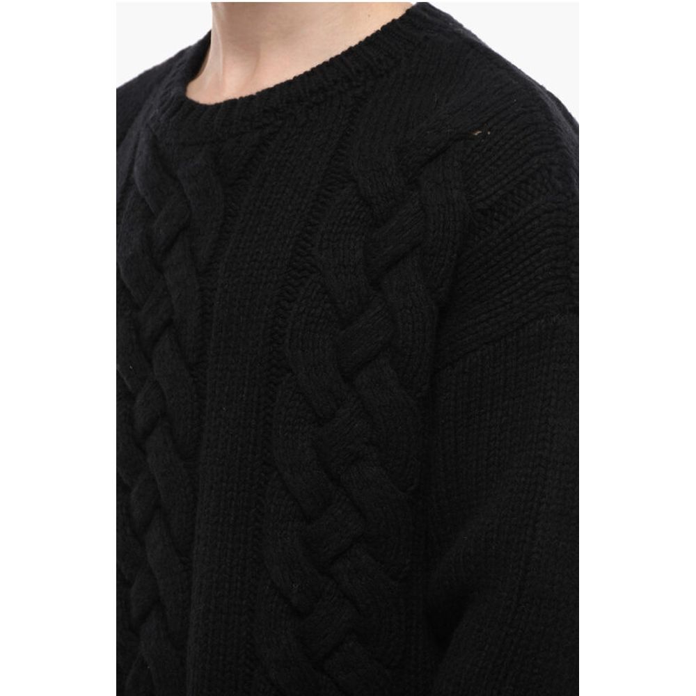 Crew Neck Mohair Blend Aran Pullover - Image 3