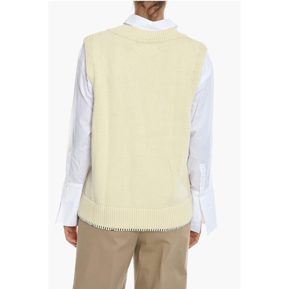 Samsoe Samsoe V-Neck KRISTA Knitted Vest with Contrasting Stitching - Image 2