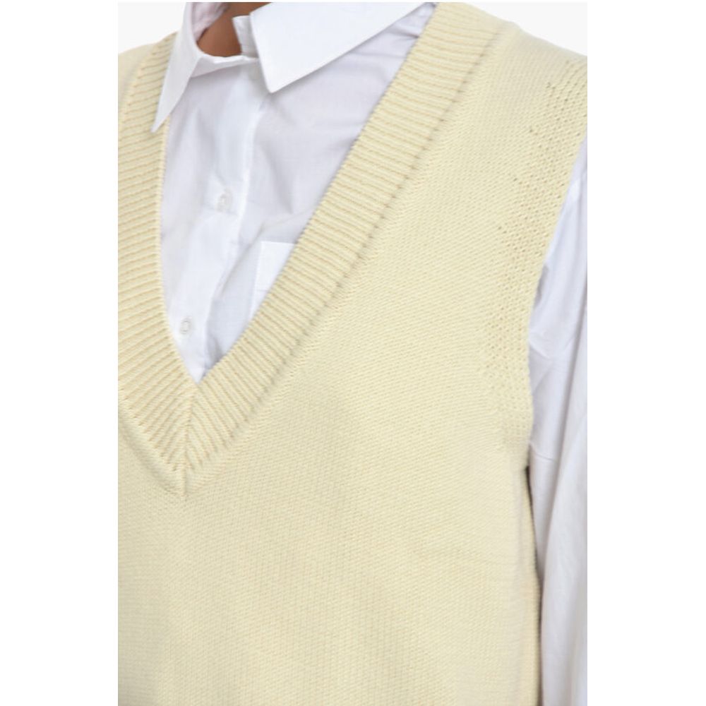 Samsoe Samsoe V-Neck KRISTA Knitted Vest with Contrasting Stitching - Image 3