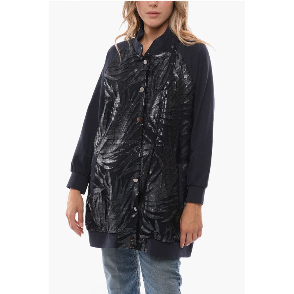 Stretch Cotton Lightweight Jacket with Lurex Details and Sna