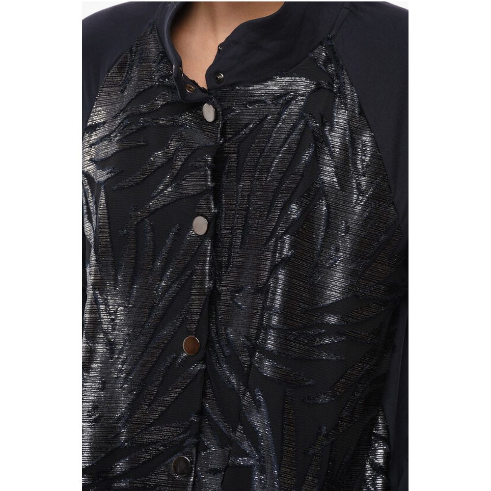 Stretch Cotton Lightweight Jacket with Lurex Details and Sna - Image 3