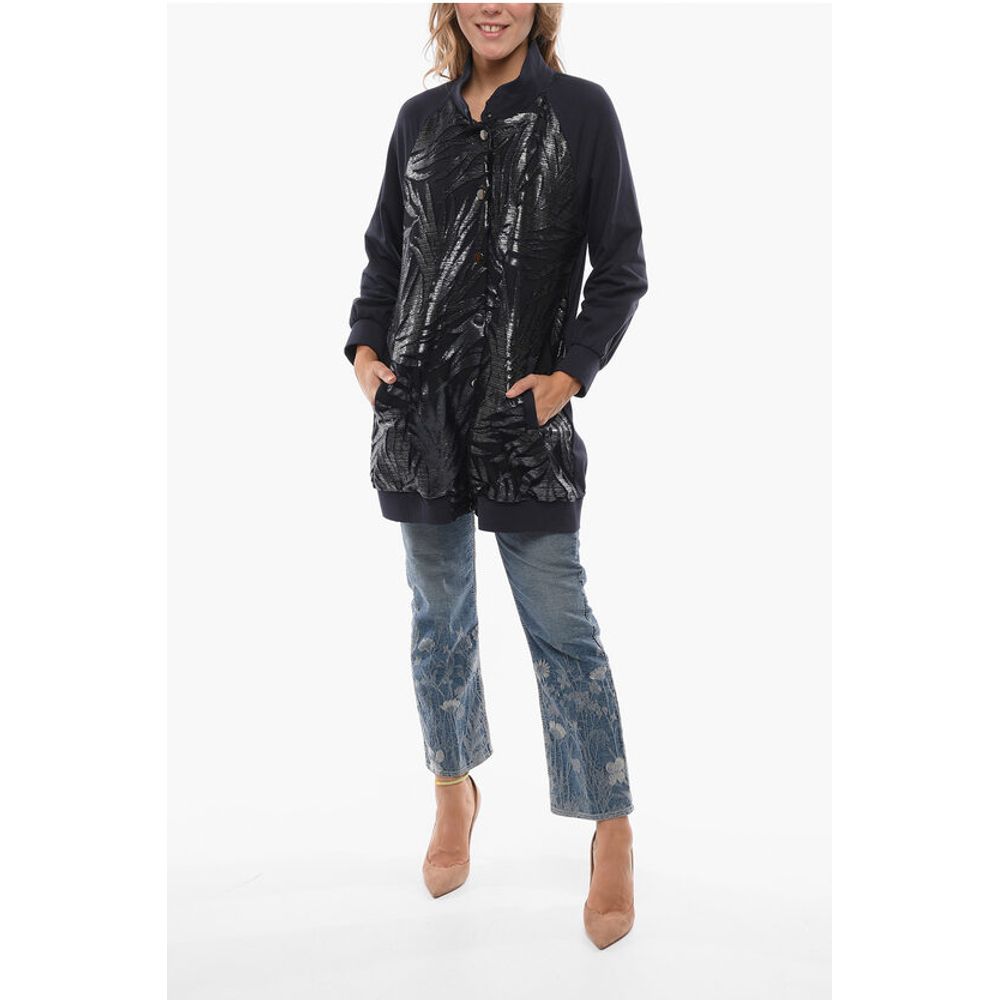 Stretch Cotton Lightweight Jacket with Lurex Details and Sna - Image 4
