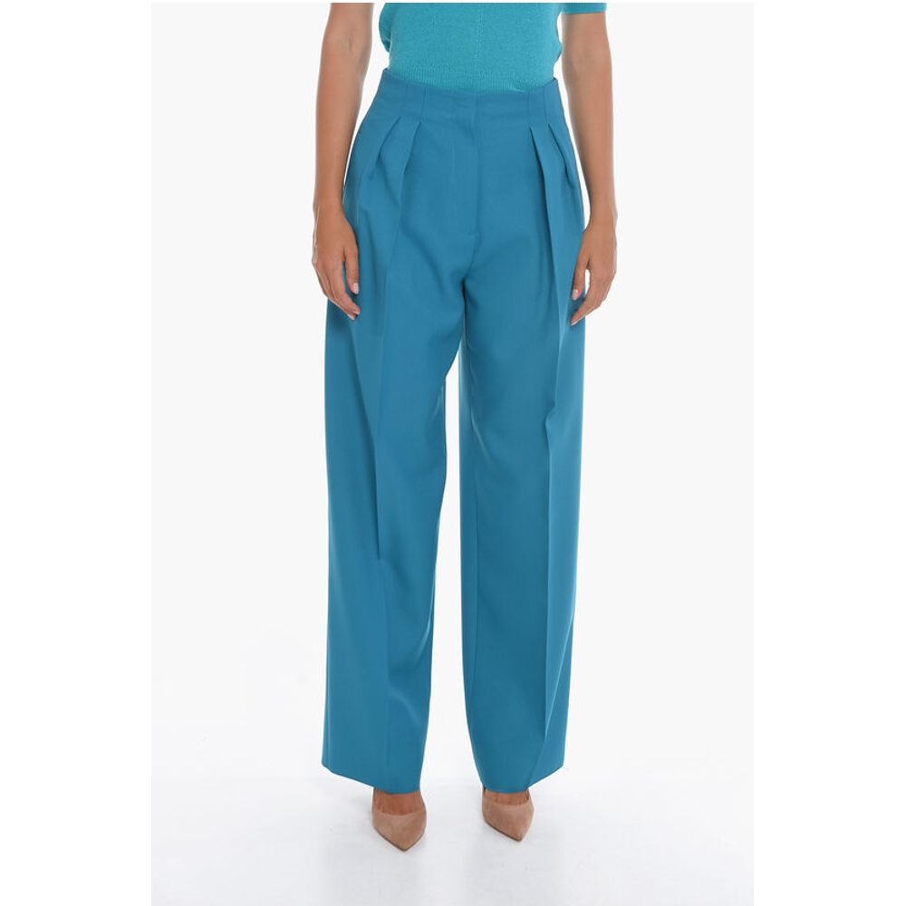 Super Blond Front-pleated Trousers with Wide-leg