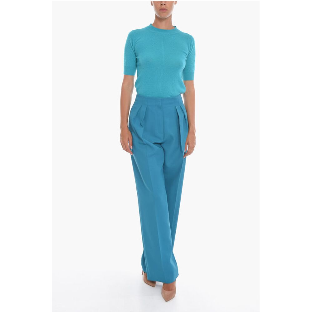 Super Blond Front-pleated Trousers with Wide-leg - Image 4
