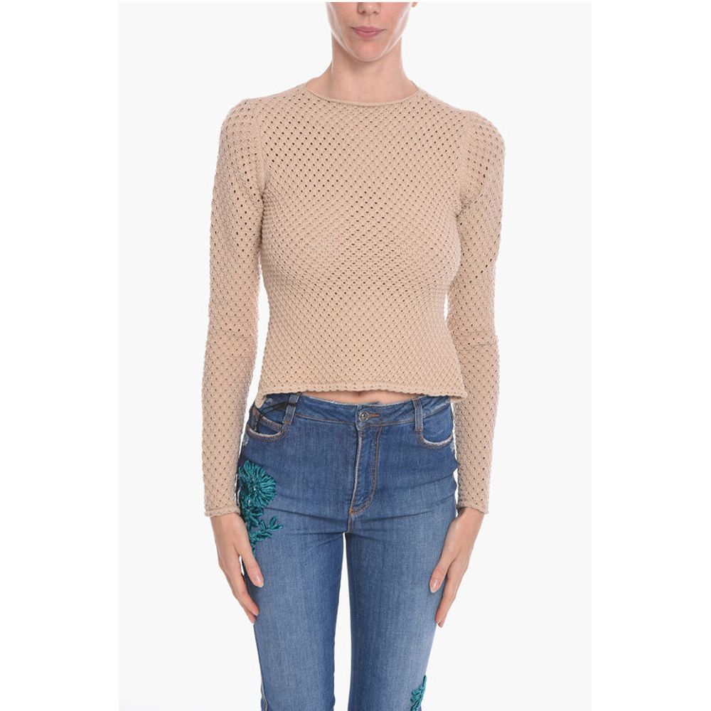 Aeron Openwork Crochet Sweather with Open Back