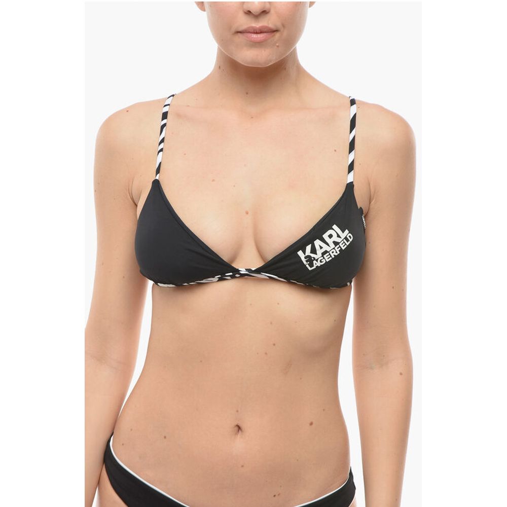 Karl Lagerfeld Triangle Bikini Top with Animal Motif Details