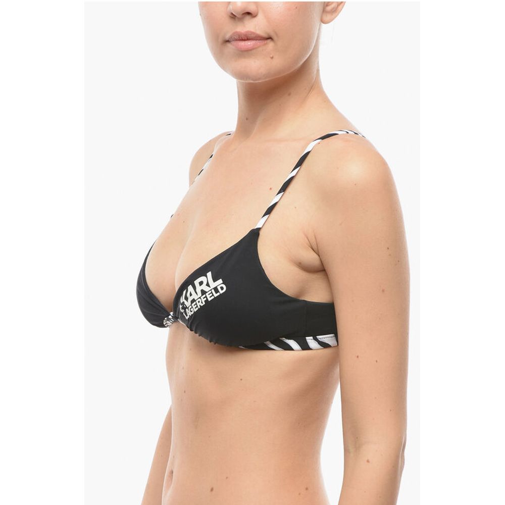 Karl Lagerfeld Triangle Bikini Top with Animal Motif Details - Image 2