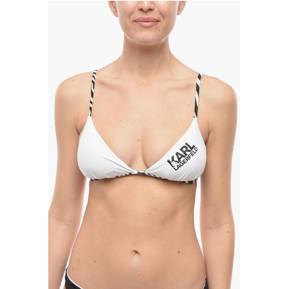 Karl Lagerfeld Triangle Bikini Top with Animal Motif Details