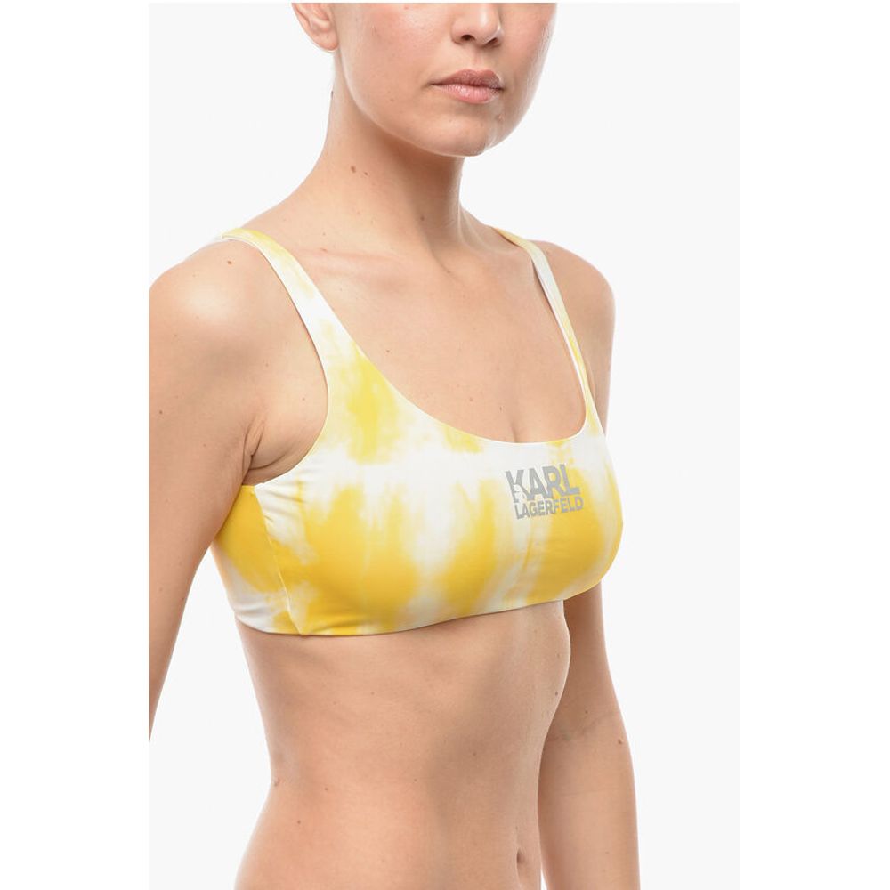 Karl Lagerfeld Tie Dye Effect Plunge Bkini Top with Cut Out Details on the - Image 2