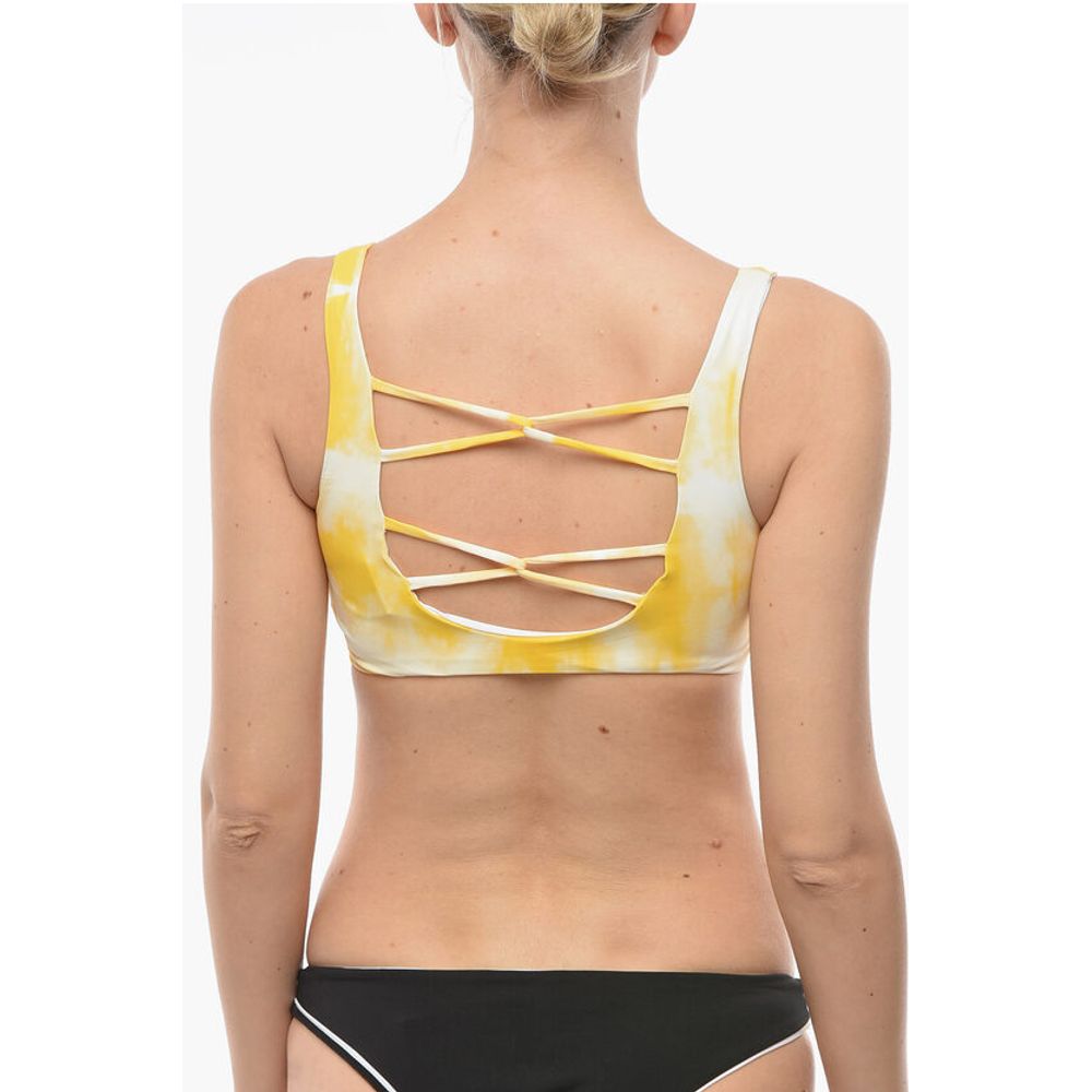 Karl Lagerfeld Tie Dye Effect Plunge Bkini Top with Cut Out Details on the - Image 3