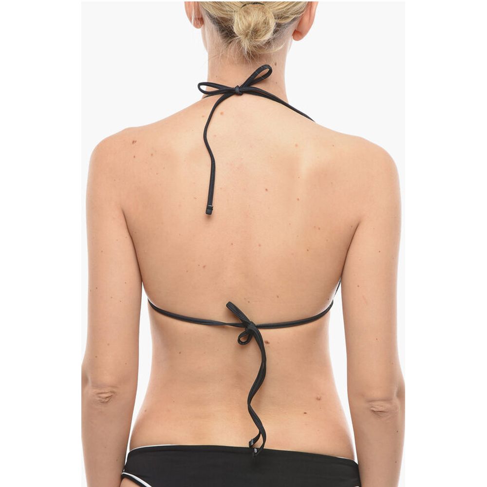 Karl Lagerfeld Awning Striped Two-Tone Triangle Bikini Top - Image 3