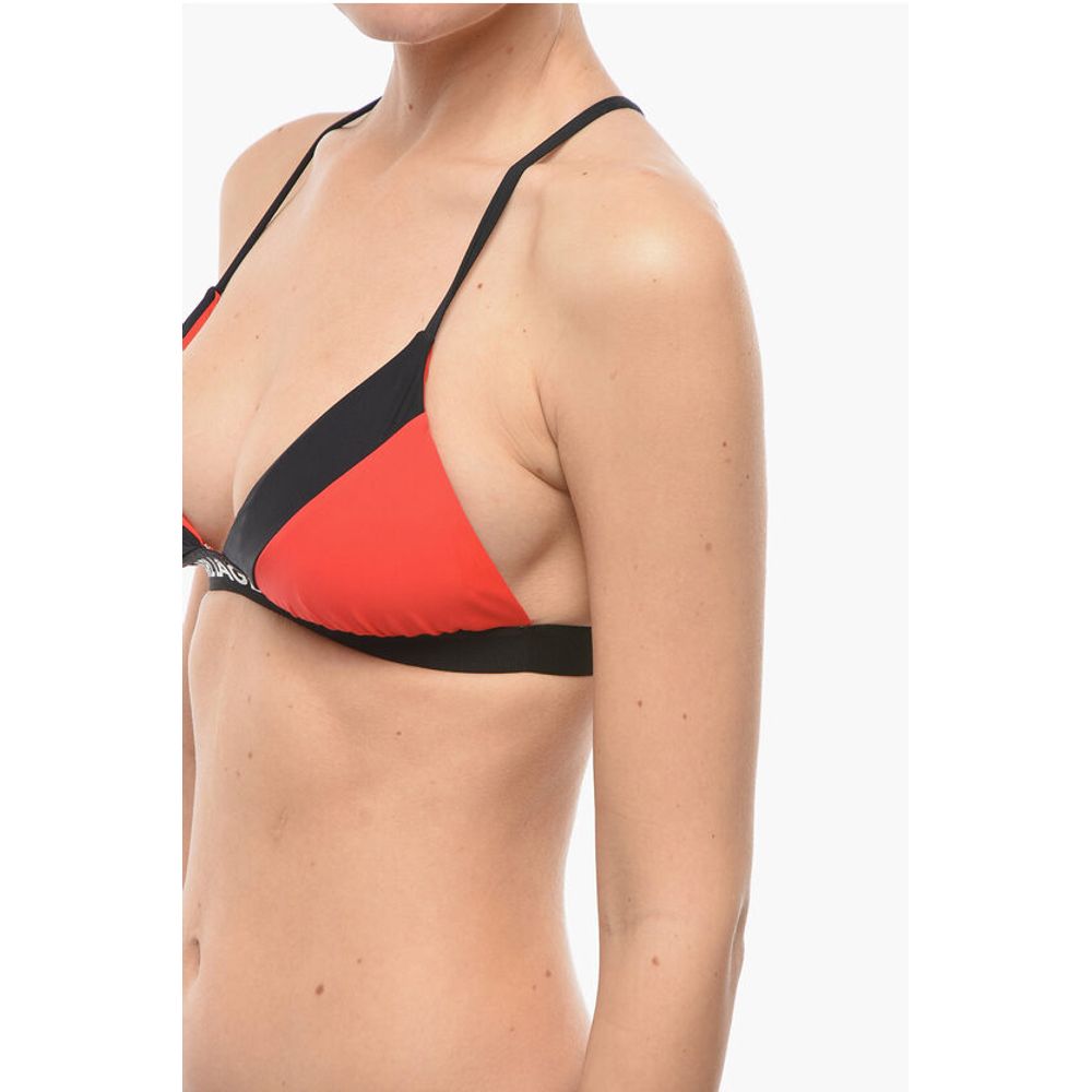 Karl Lagerfeld Two-Tone Triangle Bikini Top with Logoed Band - Image 2