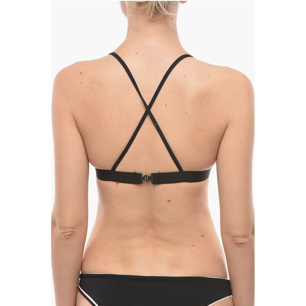 Karl Lagerfeld Two-Tone Triangle Bikini Top with Logoed Band - Image 3