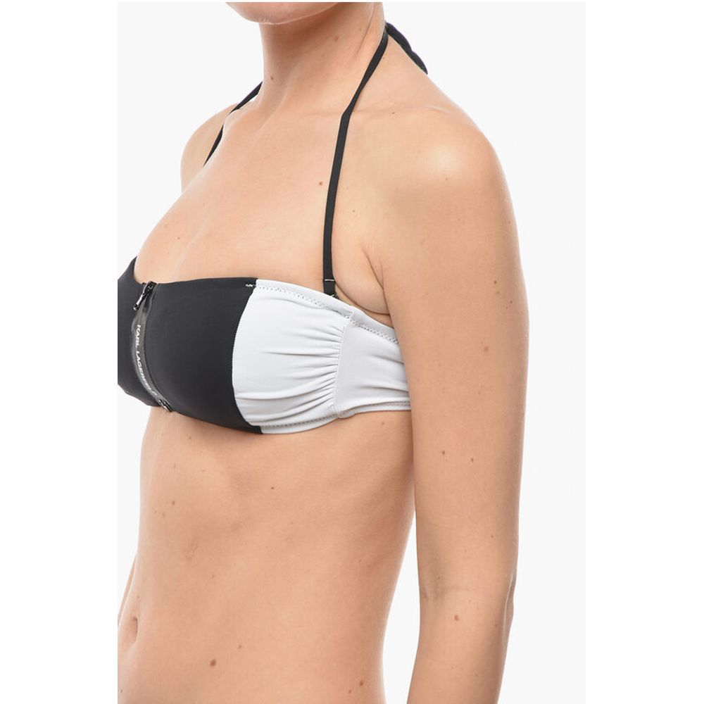 Karl Lagerfeld Two-Tone Bikini Top with Zip Closure - Image 2