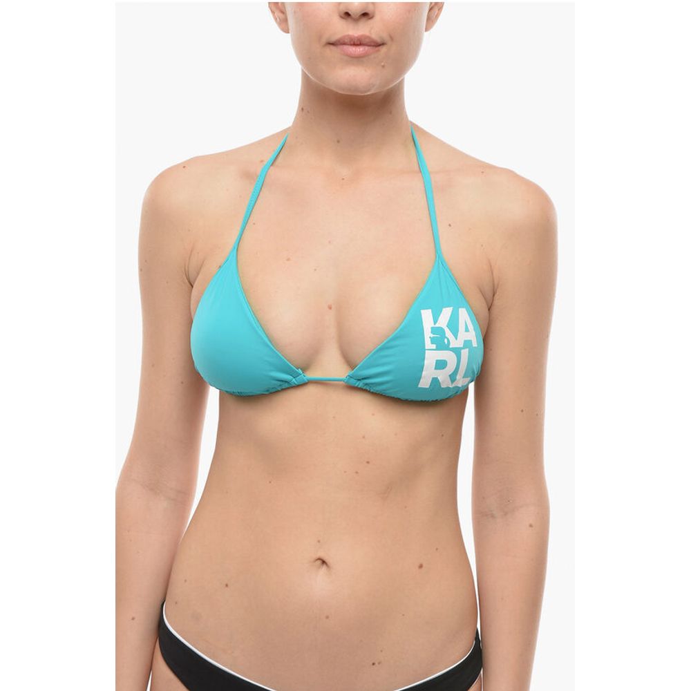 Karl Lagerfeld Logo Printed Triangle Bikini Top
