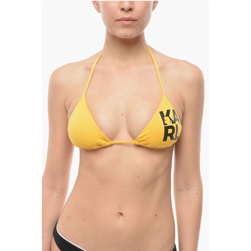 Karl Lagerfeld Logo Printed Triangle Bikini Top