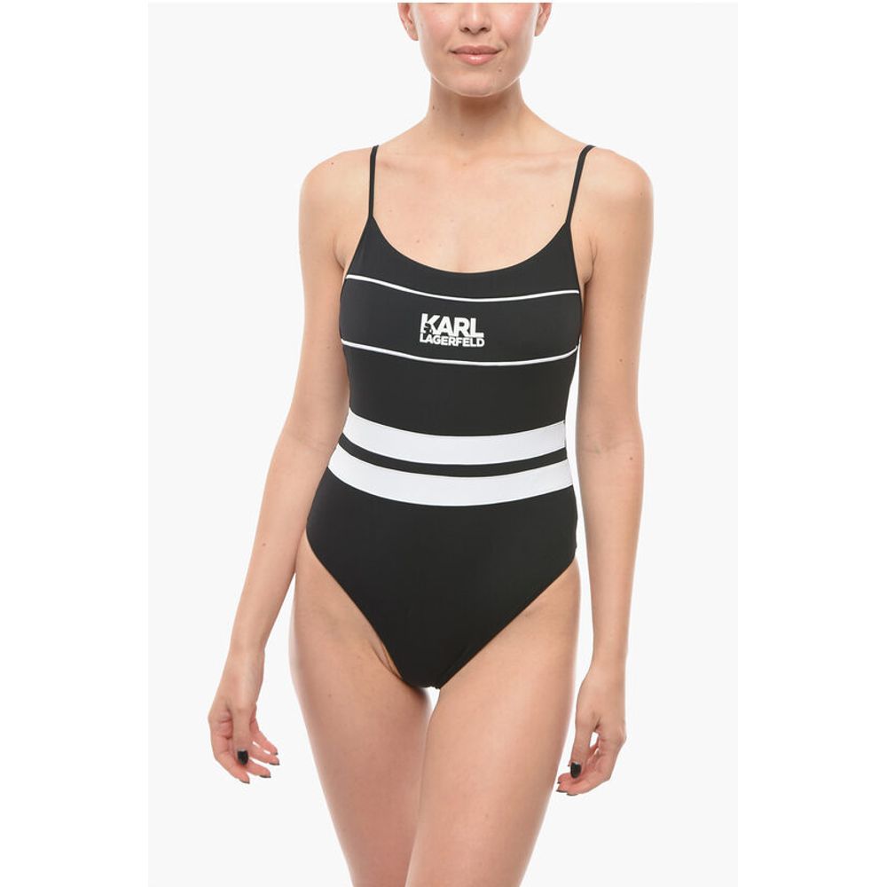 Karl Lagerfeld Open Back One-Piece Swimsuit