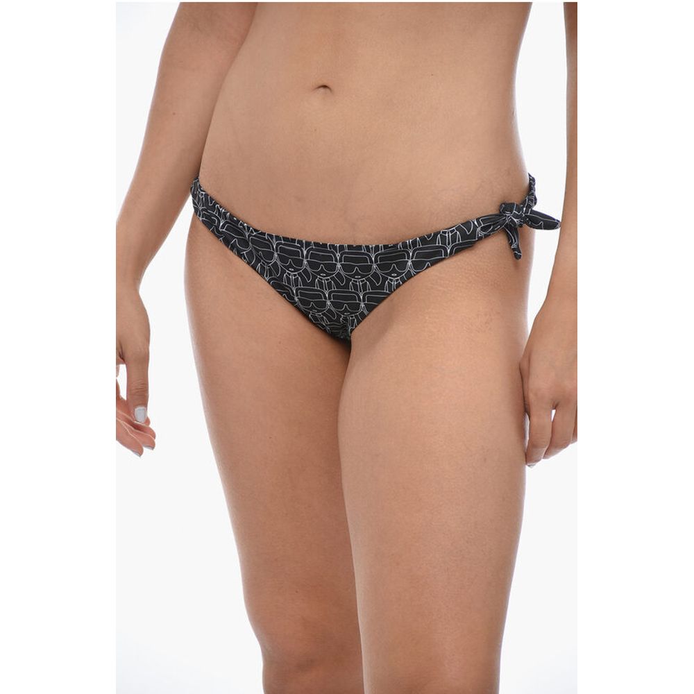 Karl Lagerfeld Two-Tone All-Over Logo Bikini Bottom