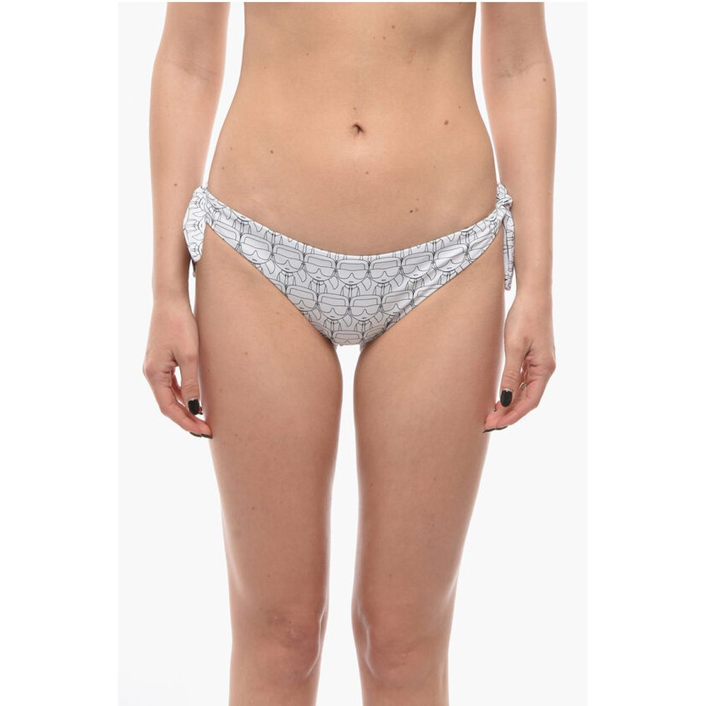Karl Lagerfeld All-Over Iconic Printed Bikini Bottom With Knotted Laces