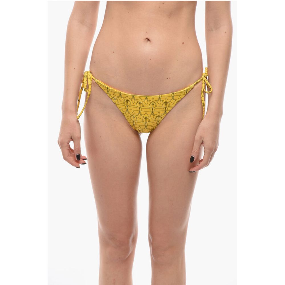 Karl Lagerfeld All-Over Iconic Printed Bikini Bottom With Knotted Laces