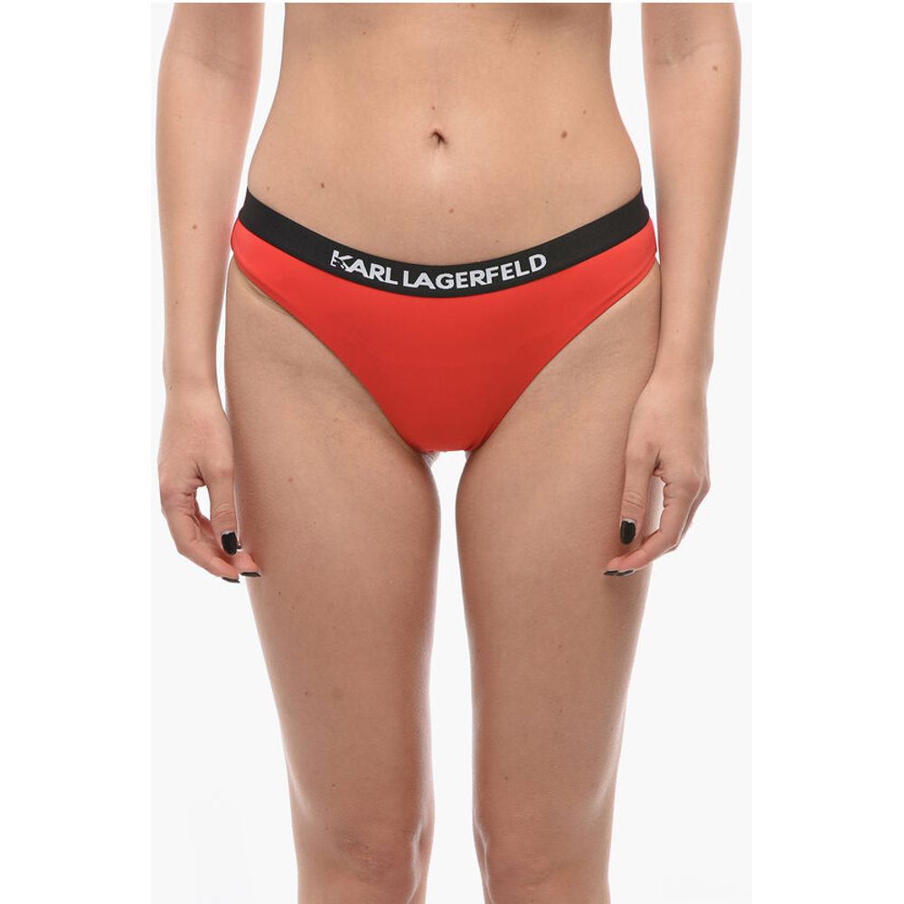 Karl Lagerfeld Solid Color SPORT Bikini Bottom with Elastic Band Logoed at