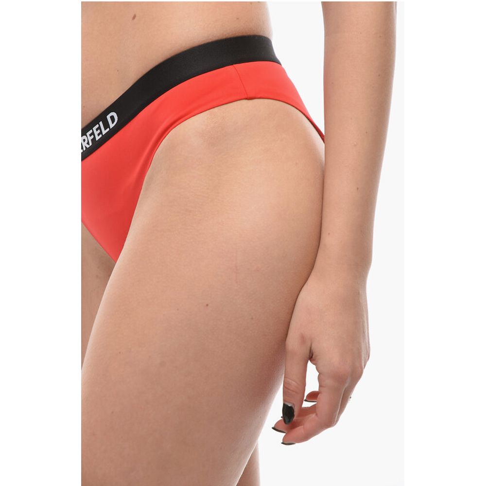 Karl Lagerfeld Solid Color SPORT Bikini Bottom with Elastic Band Logoed at - Image 3