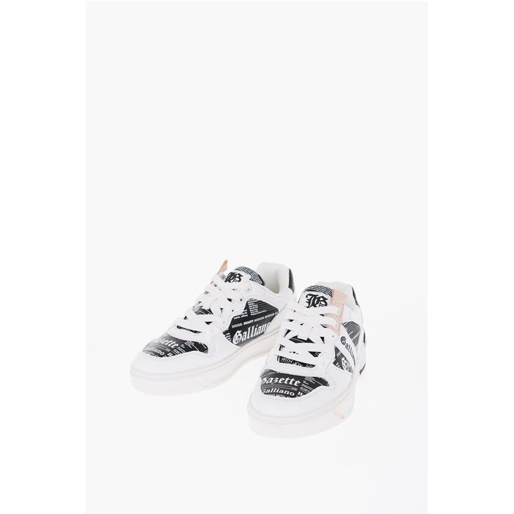 John Galliano Printed Faux Leather Low Top Sneakers