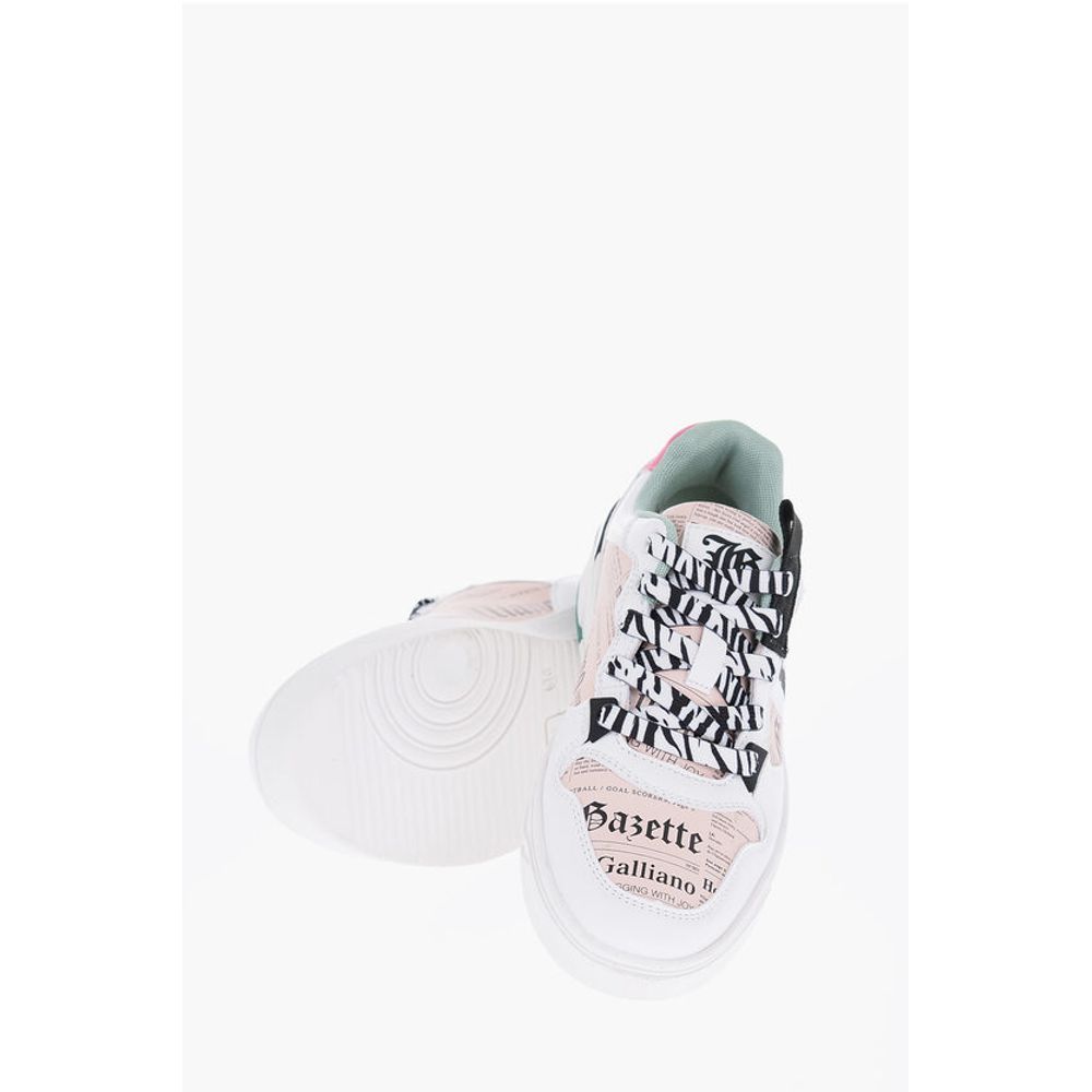 John Galliano Printed Faux Leather Low Top Sneakers