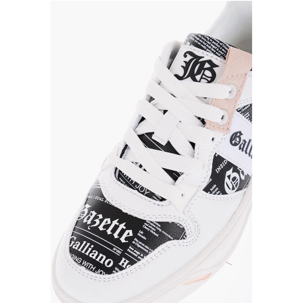 John Galliano Printed Faux Leather Low Top Sneakers - Image 4