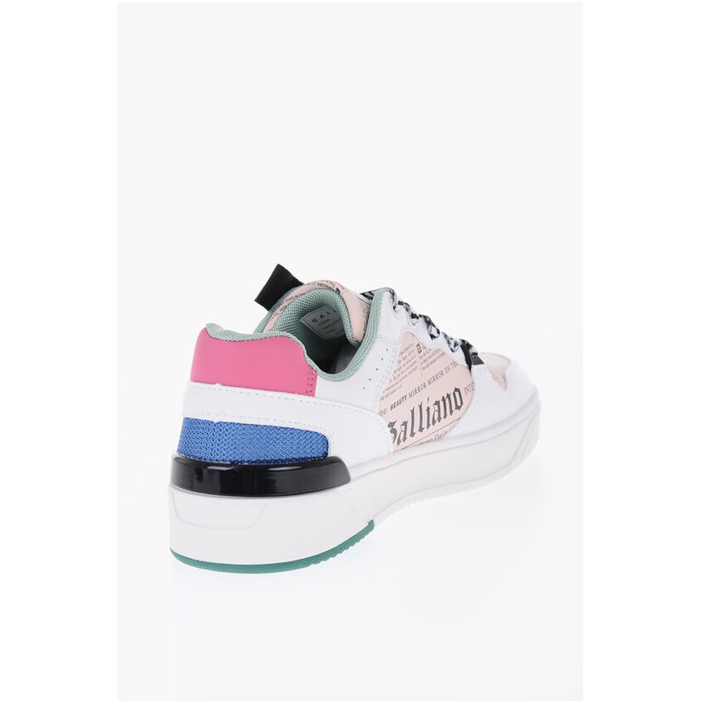 John Galliano Printed Faux Leather Low Top Sneakers - Image 2