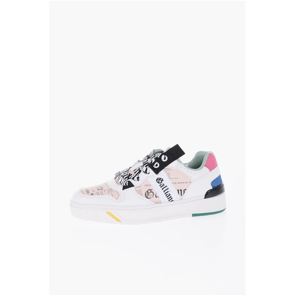 John Galliano Printed Faux Leather Low Top Sneakers - Image 3