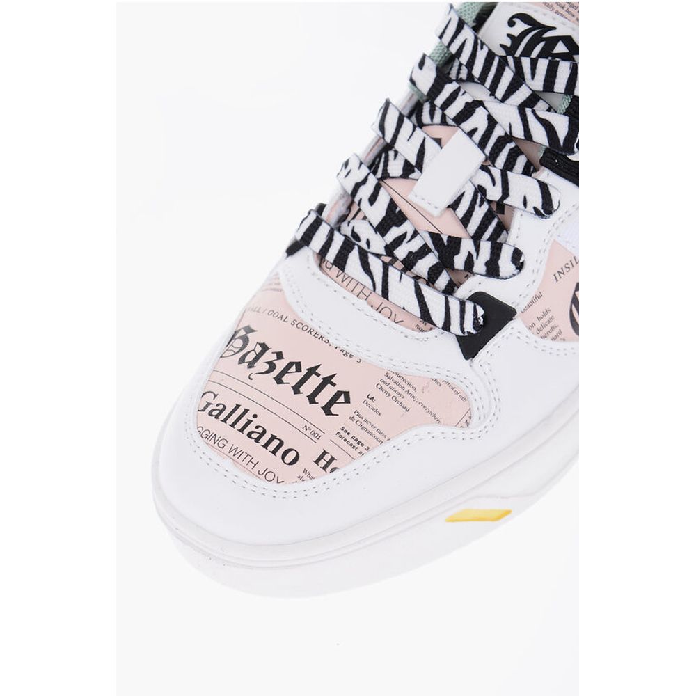 John Galliano Printed Faux Leather Low Top Sneakers - Image 4