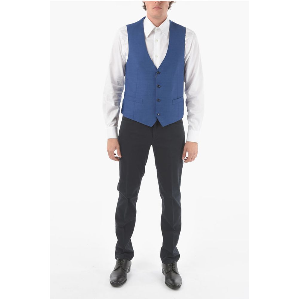 Corneliani Wool 4 Buttons ACADEMY Waistcoat with Martingale - Image 4