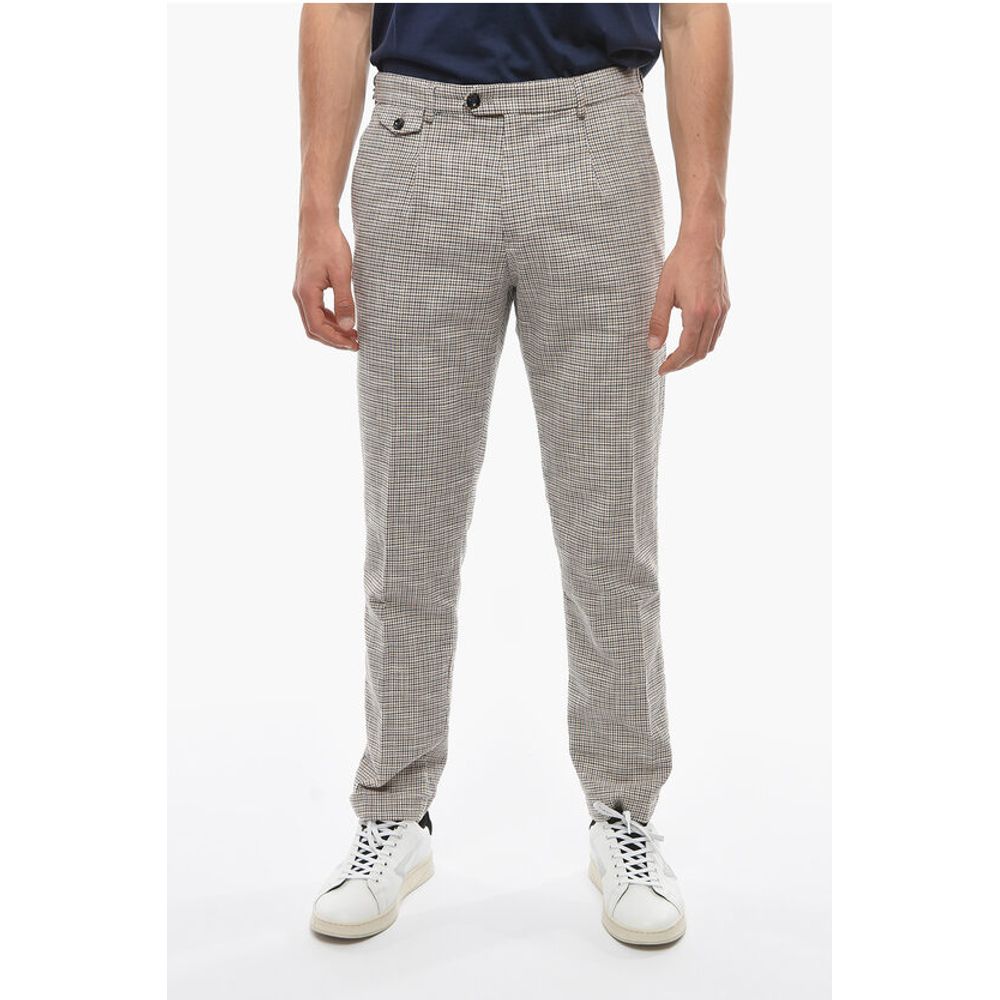 Cruna Houndstooth Motif RAVAL Single Pleat Pants with Breast Pocke