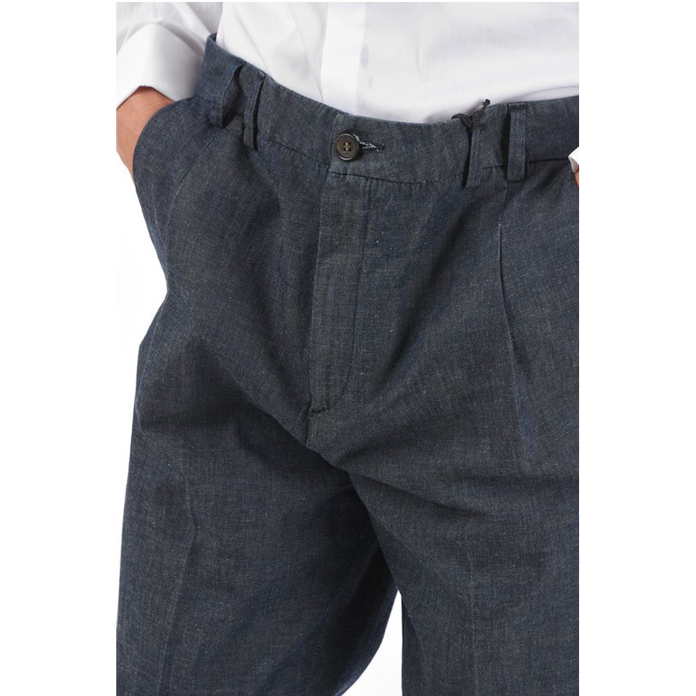 Corneliani CC COLLECTION Flax Blend Chino Pants with Single Pleat - Image 3