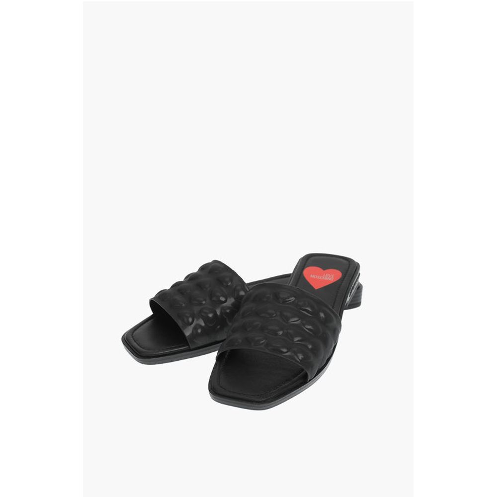 Moschino LOVE embossed hearts faux leather KARL20 sabot