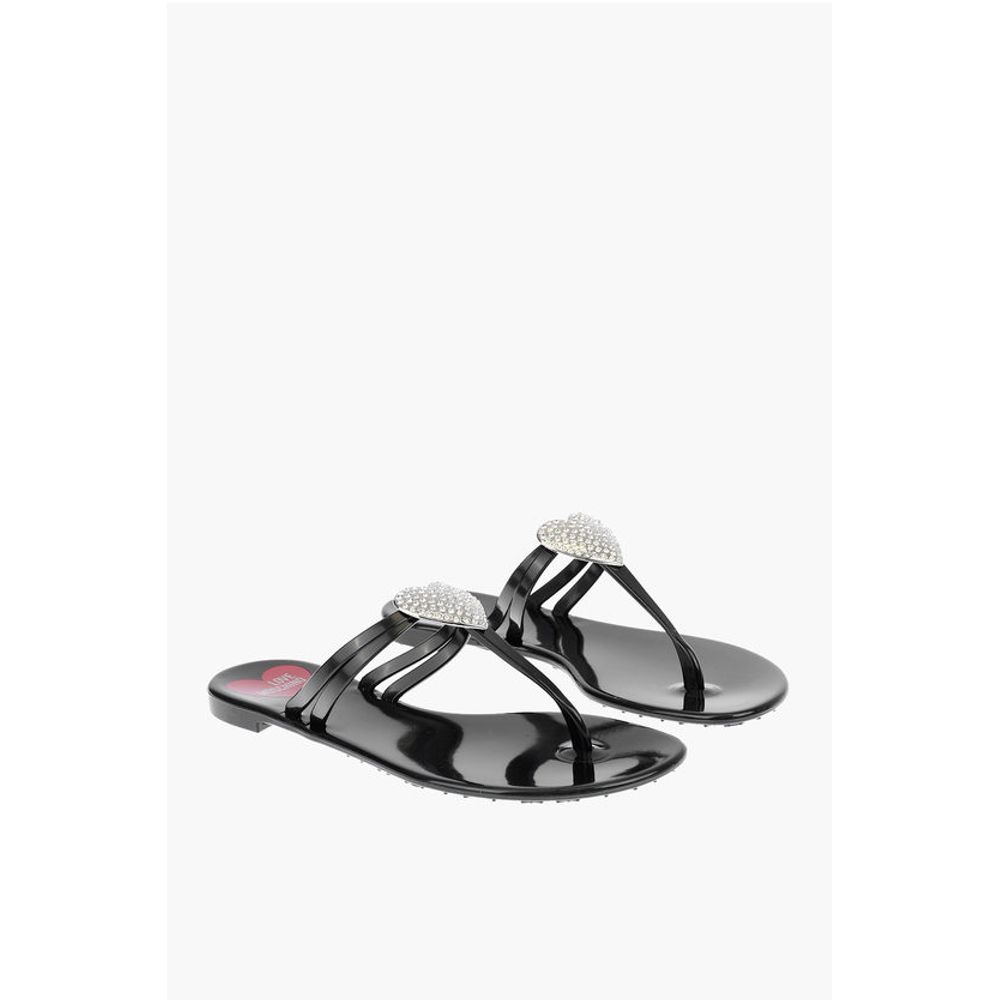 Moschino LOVE rubber thong sandals with heart detail