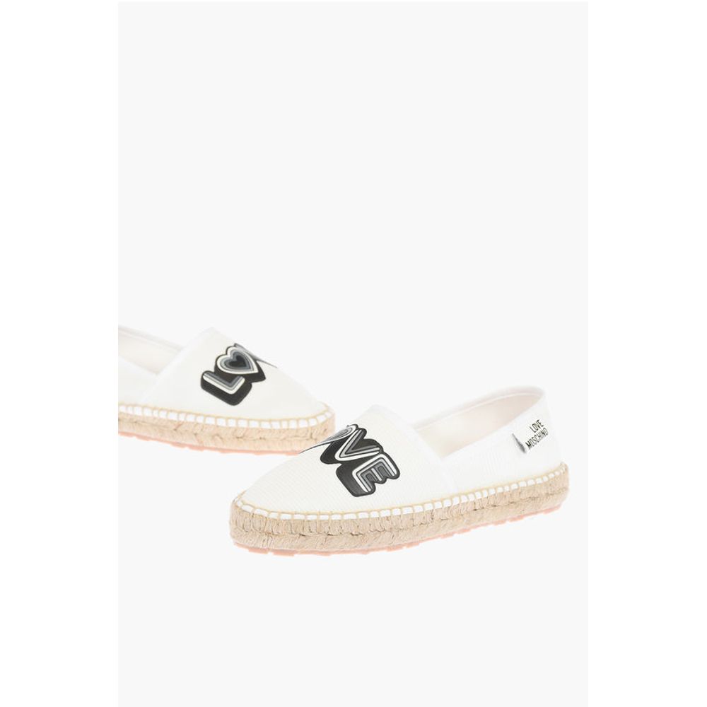 Moschino LOVE mesh espadrilles with logo-print and raffia sole