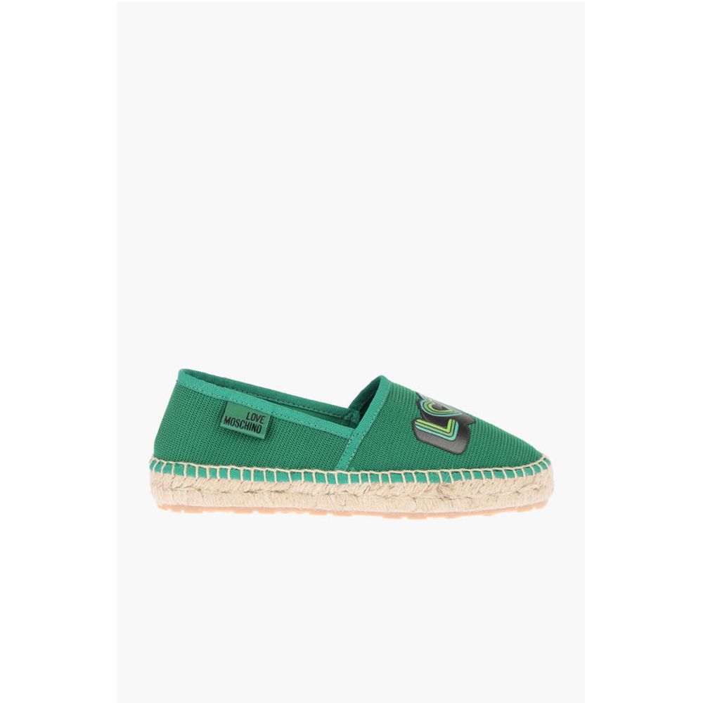 Moschino LOVE mesh espadrilles with logo-print and raffia sole - Image 3