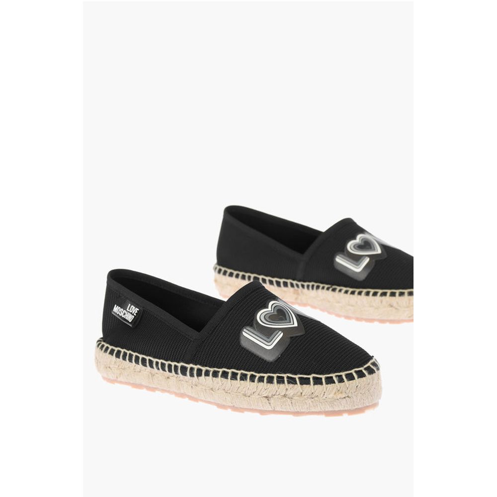 Moschino LOVE mesh espadrilles with logo-print and raffia sole