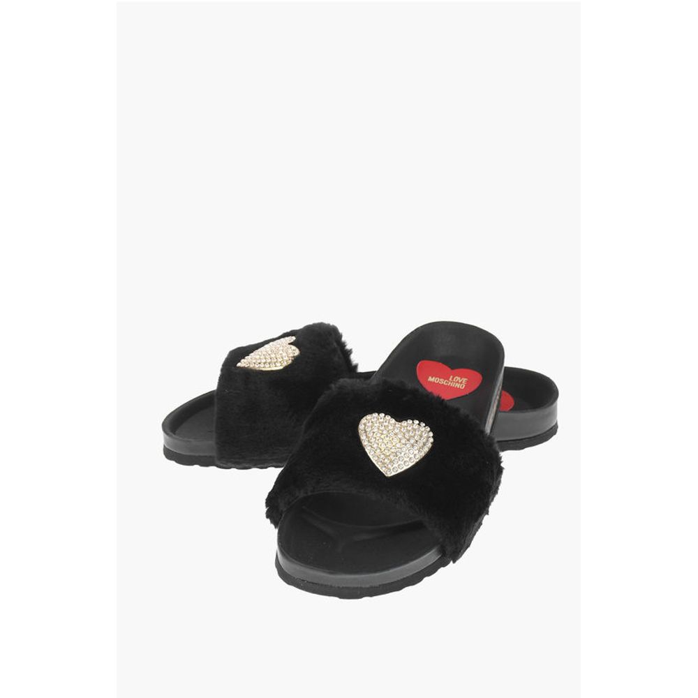 Moschino LOVE faux fur detail BIRKI30 slides