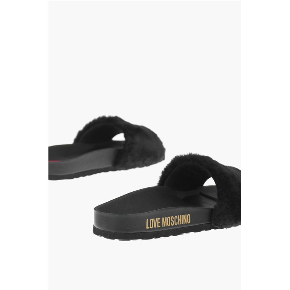 Moschino LOVE faux fur detail BIRKI30 slides - Image 2