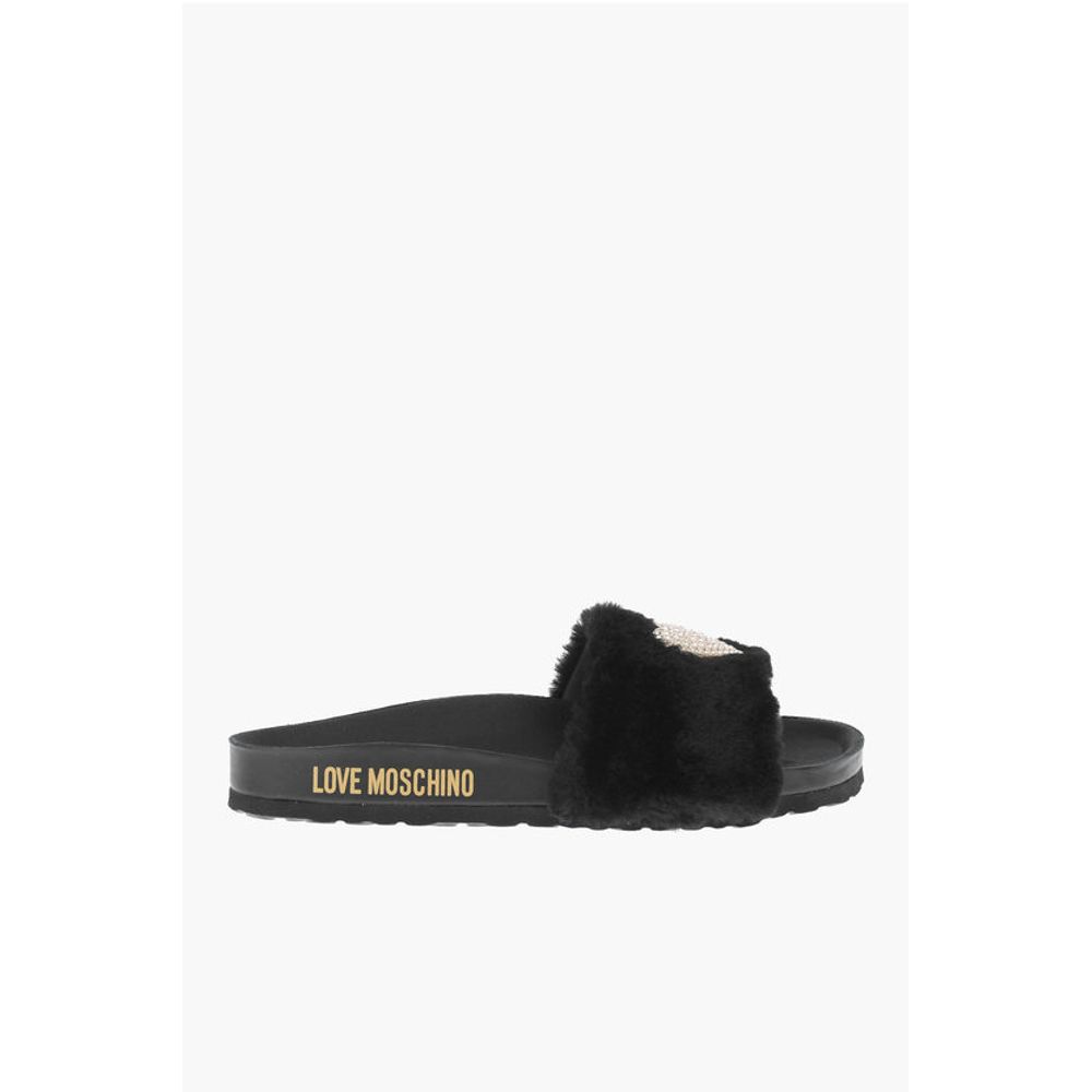 Moschino LOVE faux fur detail BIRKI30 slides - Image 3